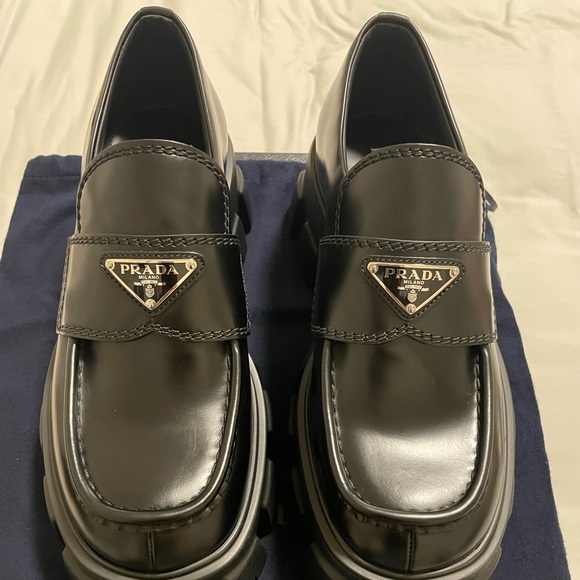 Prada Monolith Black Loafers Men’s size 5 - Picture 1 of 11